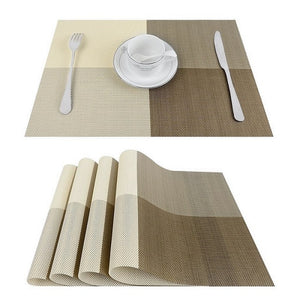 Topfinel Set of 4 PVC Placemat for Table Mat Pad Drink Wine Coasters Bamboo Placemats Dining Table Place Mat Kitchen Table Linen