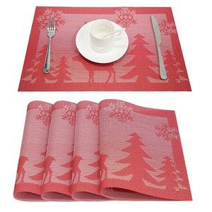 Topfinel Set of 4 PVC Placemat for Table Mat Pad Drink Wine Coasters Bamboo Placemats Dining Table Place Mat Kitchen Table Linen