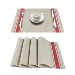 Topfinel Set of 4 PVC Placemat for Table Mat Pad Drink Wine Coasters Bamboo Placemats Dining Table Place Mat Kitchen Table Linen