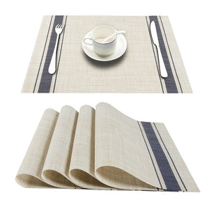 Topfinel Set of 4 PVC Placemat for Table Mat Pad Drink Wine Coasters Bamboo Placemats Dining Table Place Mat Kitchen Table Linen