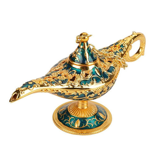 Russian Aladdin Lamp Hollow Aladdin Wishing Magic Lamp Zinc Alloy Wishing Tea Pot Retro Home Decoration Ornament Gifts