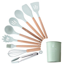 Load image into Gallery viewer, 9/10/12PCS Silicone Cooking Utensils Set Non-stick Spatula Shovel Wooden Handle Cooking Tools Set With Storage Box Kitchen Tools