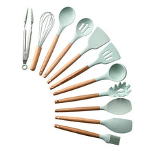 Load image into Gallery viewer, 9/10/12PCS Silicone Cooking Utensils Set Non-stick Spatula Shovel Wooden Handle Cooking Tools Set With Storage Box Kitchen Tools