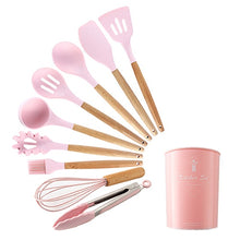 Load image into Gallery viewer, 9/10/12PCS Silicone Cooking Utensils Set Non-stick Spatula Shovel Wooden Handle Cooking Tools Set With Storage Box Kitchen Tools