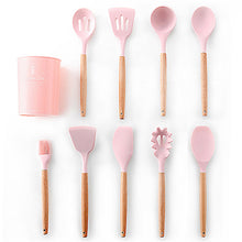 Load image into Gallery viewer, 9/10/12PCS Silicone Cooking Utensils Set Non-stick Spatula Shovel Wooden Handle Cooking Tools Set With Storage Box Kitchen Tools