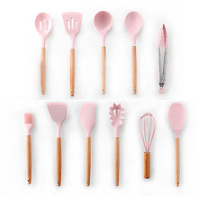 Load image into Gallery viewer, 9/10/12PCS Silicone Cooking Utensils Set Non-stick Spatula Shovel Wooden Handle Cooking Tools Set With Storage Box Kitchen Tools