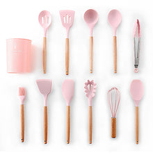 Load image into Gallery viewer, 9/10/12PCS Silicone Cooking Utensils Set Non-stick Spatula Shovel Wooden Handle Cooking Tools Set With Storage Box Kitchen Tools