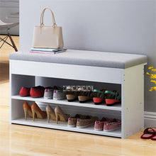 Load image into Gallery viewer, C3008-1 MDF Shoes Cabinet With 2-Drawer Cotton-Flax Cushion Shoe Storage Stool Living Room Shoe Rack Change Shoe Bench Organizer