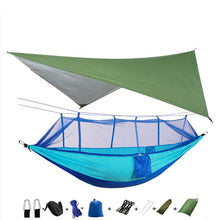 Load image into Gallery viewer, Portable Camping Hammock with Mosquito Net and Rain Fly Tarp,Hammock Canopy Nylon Hammocks Double Hammock Hiking Patio Furniture