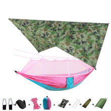 Load image into Gallery viewer, Portable Camping Hammock with Mosquito Net and Rain Fly Tarp,Hammock Canopy Nylon Hammocks Double Hammock Hiking Patio Furniture