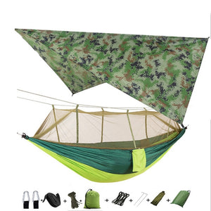 Portable Camping Hammock with Mosquito Net and Rain Fly Tarp,Hammock Canopy Nylon Hammocks Double Hammock Hiking Patio Furniture