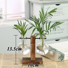 Load image into Gallery viewer, Terrarium Creative Hydroponic Plant Transparent Vase Wooden Frame vase decoratio Glass Tabletop Plant Bonsai Decor flower vase