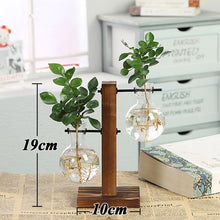 Load image into Gallery viewer, Terrarium Creative Hydroponic Plant Transparent Vase Wooden Frame vase decoratio Glass Tabletop Plant Bonsai Decor flower vase