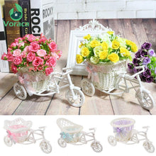 Load image into Gallery viewer, Modern Rattan Tricycle Bike Basket Garden Wedding Party Office Table Vase Storage Home Decoration Bedroom Vase Flower Decor Tool