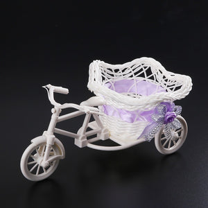 Modern Rattan Tricycle Bike Basket Garden Wedding Party Office Table Vase Storage Home Decoration Bedroom Vase Flower Decor Tool