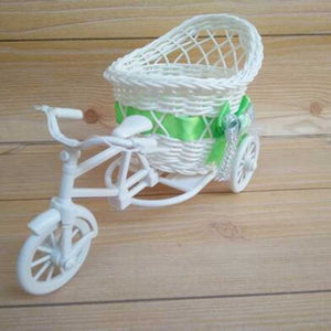 Modern Rattan Tricycle Bike Basket Garden Wedding Party Office Table Vase Storage Home Decoration Bedroom Vase Flower Decor Tool