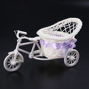 Modern Rattan Tricycle Bike Basket Garden Wedding Party Office Table Vase Storage Home Decoration Bedroom Vase Flower Decor Tool