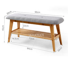 Load image into Gallery viewer, Nordic Simple Doorway Natural Bamboo Creative Wear Shoes Low Stool With Storage Layer Soft Seat Cushion Shoes Changing Bench