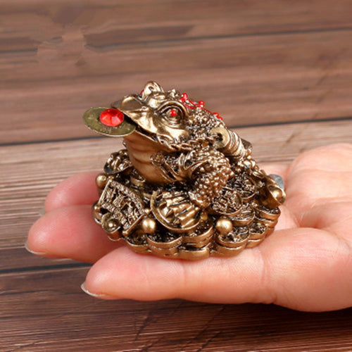 Feng Shui Toad Money LUCKY Fortune Wealth Chinese Golden Frog Toad Coin Home Office Decoration Tabletop Ornaments Lucky  YLM9769