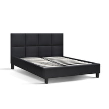 Load image into Gallery viewer, 204 X 144cm Artiss TINO Double Size Bed Frame Base Fabric Headboard Wooden Mattress Easy Assembly Bed Charcoal Home Furniture A2