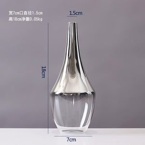 Nordic Glass Vase Creative Silver Gradient Dried Flower Vase Desktop Ornaments Home Decoration Fun Gifts Plants Pots Furnishing