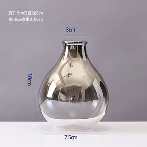 Nordic Glass Vase Creative Silver Gradient Dried Flower Vase Desktop Ornaments Home Decoration Fun Gifts Plants Pots Furnishing