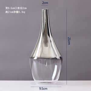 Nordic Glass Vase Creative Silver Gradient Dried Flower Vase Desktop Ornaments Home Decoration Fun Gifts Plants Pots Furnishing