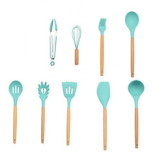 Load image into Gallery viewer, 9/10/12PCS Silicone Cooking Utensils Set Non-stick Spatula Shovel Wooden Handle Cooking Tools Set With Storage Box Kitchen Tools