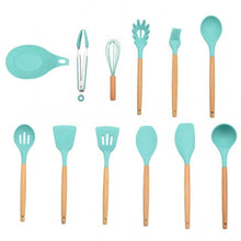 Load image into Gallery viewer, 9/10/12PCS Silicone Cooking Utensils Set Non-stick Spatula Shovel Wooden Handle Cooking Tools Set With Storage Box Kitchen Tools