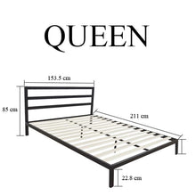 Load image into Gallery viewer, Twin/Full/Queen Size Wood &amp; Iron Metal Bed Frame &amp; Bed Platform Stable for High Capacity Bedroom Furniture Black - US Stock