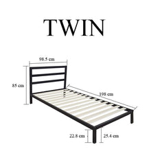 Load image into Gallery viewer, Twin/Full/Queen Size Wood &amp; Iron Metal Bed Frame &amp; Bed Platform Stable for High Capacity Bedroom Furniture Black - US Stock