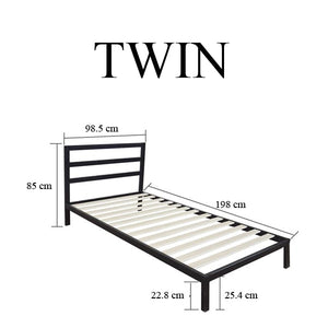 Twin/Full/Queen Size Wood & Iron Metal Bed Frame & Bed Platform Stable for High Capacity Bedroom Furniture Black - US Stock