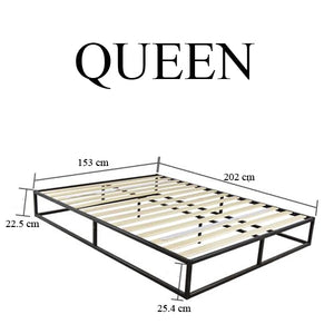 Twin/Full/Queen Size Wood & Iron Metal Bed Frame & Bed Platform Stable for High Capacity Bedroom Furniture Black - US Stock