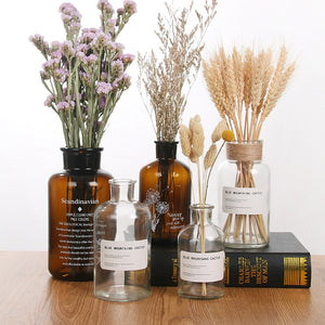 Nordic 20 Kinds  INS Wind Glass Reagent Vase Hydroponic Dried Flower Small Vase Living Room Decoration with rope and sticker