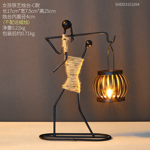 Creative Candle Holder Iron Home Decoration Kitchen Restaurant Romantic Candlestick Christmas Halloween Bar Party Wedding Decor