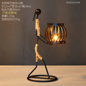 Creative Candle Holder Iron Home Decoration Kitchen Restaurant Romantic Candlestick Christmas Halloween Bar Party Wedding Decor