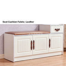 Load image into Gallery viewer, New Europe Style Wood Shoes Cabinet With 1-Drawer 3-Door Soft Seat Cushion Modern Shoes Changing Stool Bench Storage Organizer