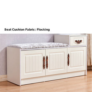 New Europe Style Wood Shoes Cabinet With 1-Drawer 3-Door Soft Seat Cushion Modern Shoes Changing Stool Bench Storage Organizer