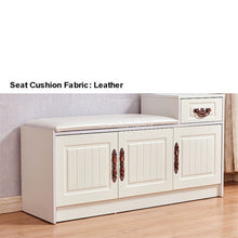 Load image into Gallery viewer, New Europe Style Wood Shoes Cabinet With 1-Drawer 3-Door Soft Seat Cushion Modern Shoes Changing Stool Bench Storage Organizer