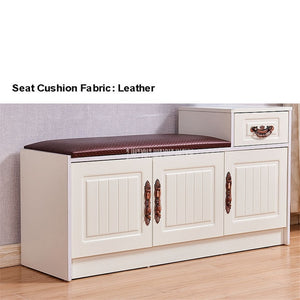 New Europe Style Wood Shoes Cabinet With 1-Drawer 3-Door Soft Seat Cushion Modern Shoes Changing Stool Bench Storage Organizer