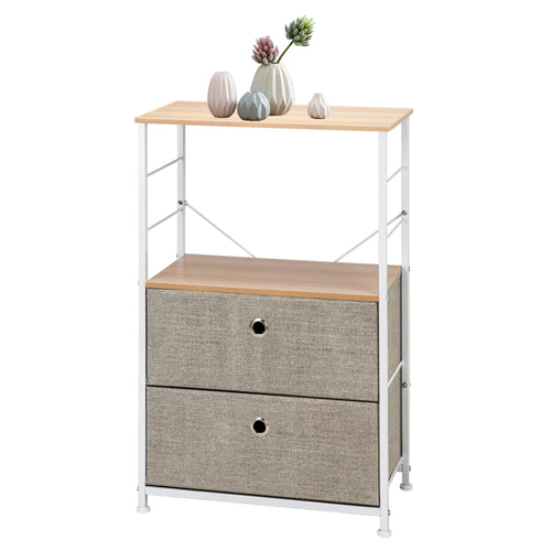 2-Drawer Shelf Storage - Bedside Furniture & Accent End Table Chest For Home Bedroom Office College Dorm