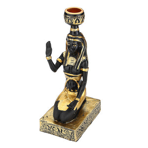 Resin Figurines Candleholder Retro Ancient Egyptian Goddess Sphinx Anubis Shape Candlestick Crafts Home Decorative Ornaments