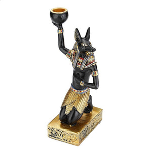 Resin Figurines Candleholder Retro Ancient Egyptian Goddess Sphinx Anubis Shape Candlestick Crafts Home Decorative Ornaments