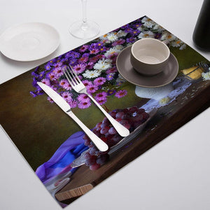 SEAAN Oil Painting Drink Coasters Reusable Dining Table Mat Placemats for Kitchen Table Polyester or Cotton and Line Decor