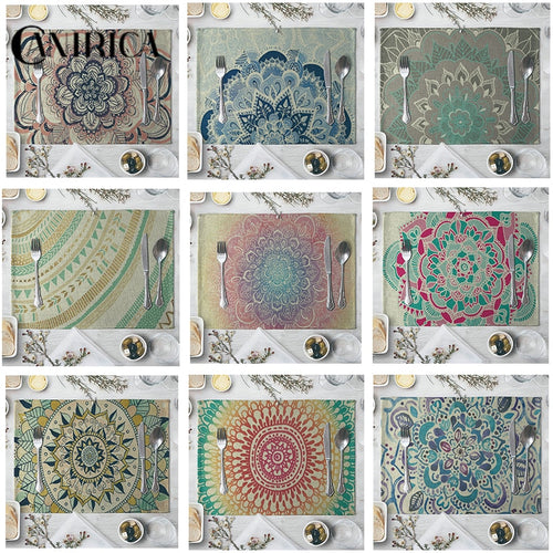 CANIRICA Placemat For Dining Table India Table Mat Linen Floral Table Pads Kitchen Table Accessories Place Mat Decoration 40*30