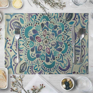 CANIRICA Placemat For Dining Table India Table Mat Linen Floral Table Pads Kitchen Table Accessories Place Mat Decoration 40*30