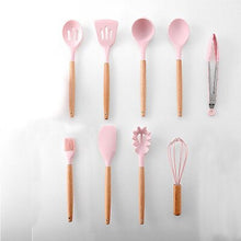 Load image into Gallery viewer, hot 11pcs Silicone Cooking Utensils Set Non-stick Spatula Shovel Wooden Handle Cooking Tools Set With Storage Box Kitchen Tools