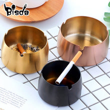 Load image into Gallery viewer, 1Pc Ash Tray Stainless Steel Ashtray Portable Anti-rusting Cigarette Holder Round Table-top Kitchen Putting Tobacco Ash Utensils