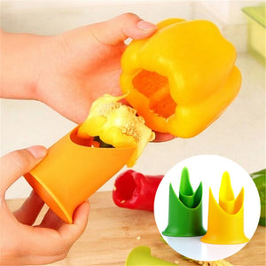 2in1 Pepper Chili Bell Jalapeno Corer Seed Remover Green Pepper Chilli Cutter Corer Slicer Fruit Peeler Kitchen Utensil 301-0446