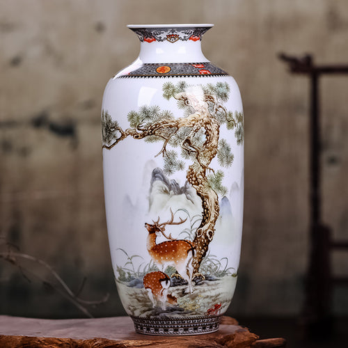 Jingdezhen Ceramic Vase Vintage Chinese Style Animal Vase Fine Smooth Surface Home Decoration Furnishing Articles